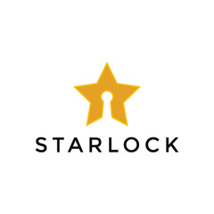Modern logo design star and lock combination concept