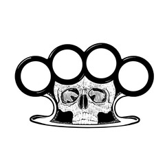 brass knuckles silhouette with skull vector illustration on white isolated background vector 10 eps
