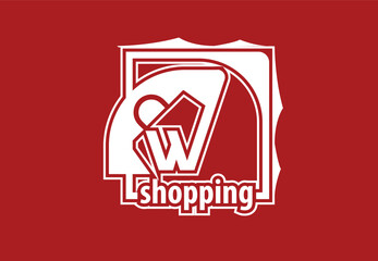 W shopping letter logo and icon design template