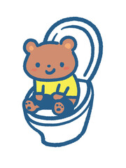 トイレをするこぐまのイラスト