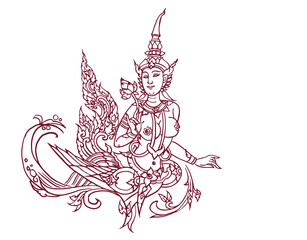 illustration of a fantasy girl in Thai art vector for card decoration illustration