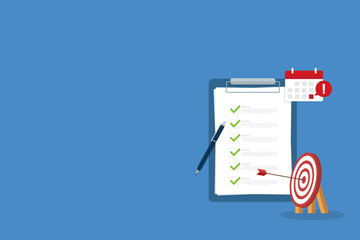 Successful completion of business tasks. Checklist with all tasks completed