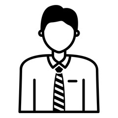 Icon avatar of a male staff or business man wearing a shirt and tie