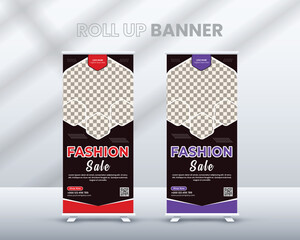 New modern attractive fashion sale roll up banner for winter design, unique professional roll up banner template for presentation