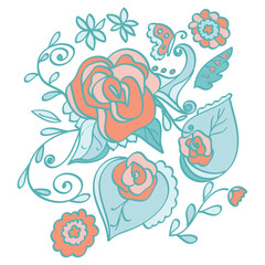 abstract flora and butterflies in pastel color