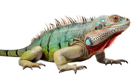 Fototapeta premium an iguana colorful portrait, arboreal lizards, herbivores Pet-themed, photorealistic illustrations in a JPG. Generative ai