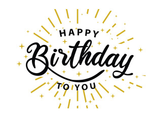 Happy birthday vector transparent background. happy birthday text with stars