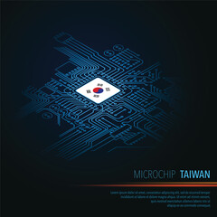 Electric circuit perspective Korea blue microchip