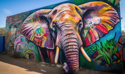 elephant in the park graffiti wall HD 8K wallpaper Stock Photography Photo Image