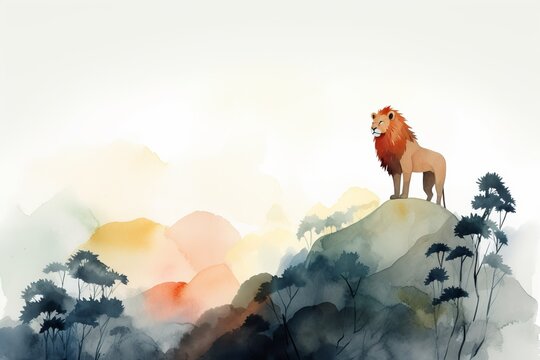 The lion stood on top of the horizon. from generative ai