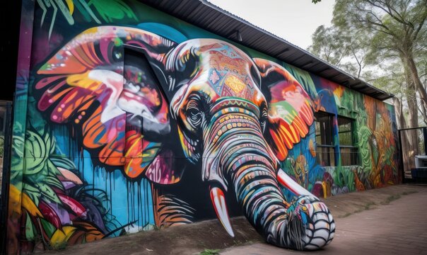 graffiti on the wall of an elephant  HD 8K wallpaper Stock Photography Photo Image