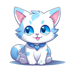 Fototapeta na wymiar White Cat with Blue Eyes AI Generated