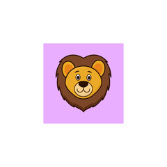 Icon cute little lion with happy face vector illustration art