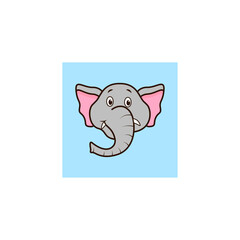 Icon cartoon character cute little baby elephant face vector illustration art