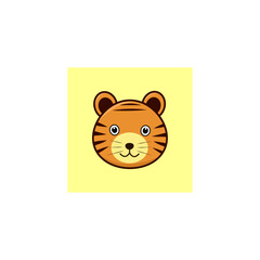 Icon cute little yellow color tiger smiling with cute face vector illustration art
