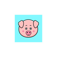 icon a cute little fatty pig happy face vector illustration art