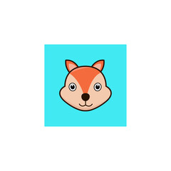 Icon jungle animal baby fox with blue background vector illustration art
