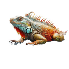 Obraz premium an iguana colorful portrait, arboreal lizards, herbivores Pet-themed, photorealistic illustrations in a JPG. Generative ai