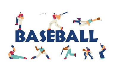 Baseball sport team or match banner or poster flat vector illustration isolated.