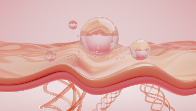 Drop of moisturizer or cream on saggy skin. wrinkles eyes cream product concept. 3D rendering.