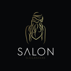 illustration of a person, create an elegant business logo salon design with  illustration of a beautiful woman