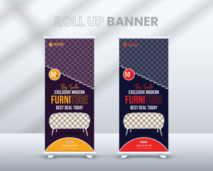 Furniture roll up banner ads. Display banner template. Amazing minimal roll up template, Modern roll ups banner,  Corporate business rollup banners for marketing.