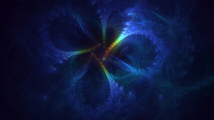 3D rendering abstract multicolor supernova fractal light background