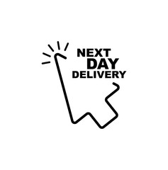 next day delivery sign o white background