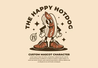 Vintage mascot character of hotdog