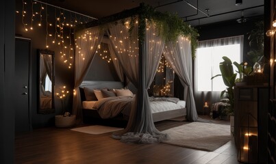 Obraz na płótnie Canvas luxury hotel room with decorative lights