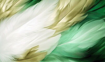 Dreamy abstract feathers in delicate shades of green. Creating using generative AI tools