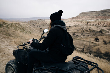 Tourists at ATV tour in Cappadocia. Turkey in winter