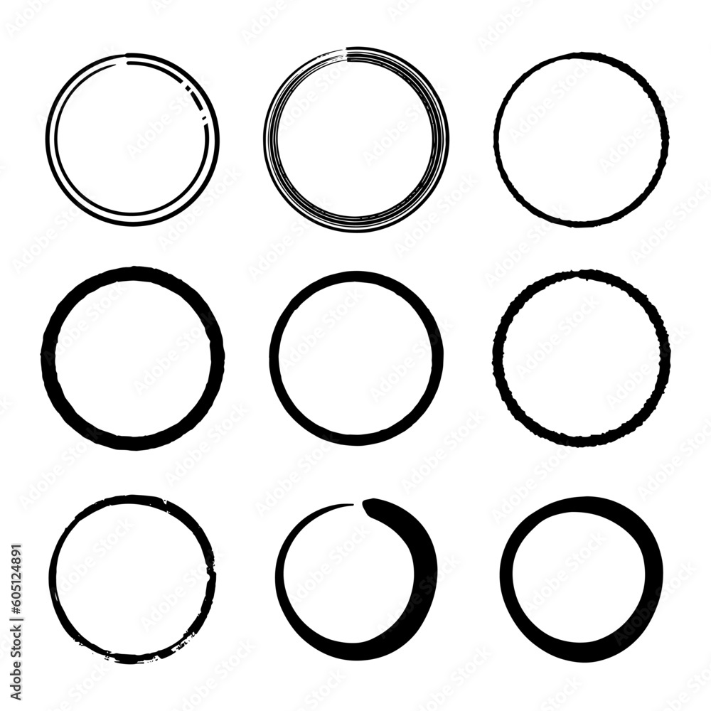 Wall mural Super set of circles lines sketch hand drawn. Doodle circles for design elements