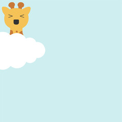 Baby Giraffe with cloud template background