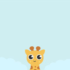 Baby Giraffe with cloud template background