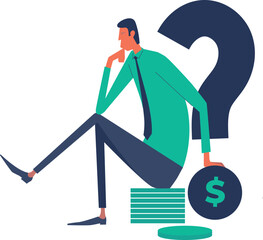 Where to invest money. A man in a thoughtful pose.