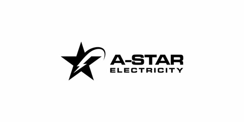 star electricity logo design element vector