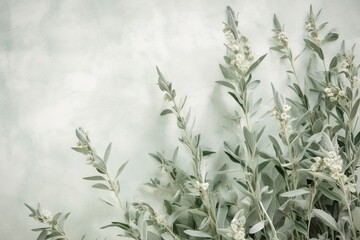 Greenery Sprig Rustic Boho Textured Backdrop Neutral Minimal Clean Background Website Banner Social Media