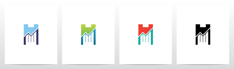 Bar Chart Line Graph Letter Logo Design H