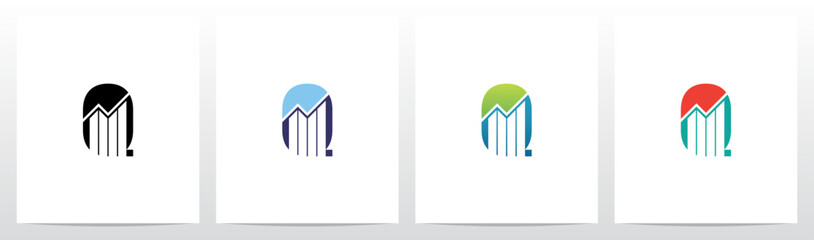 Bar Chart Line Graph Letter Logo Design Q