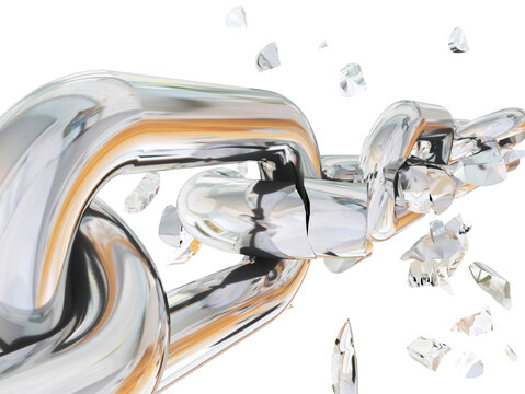 chain break breaking in parts isolated crisis  financial  cloce up - 3d rendering