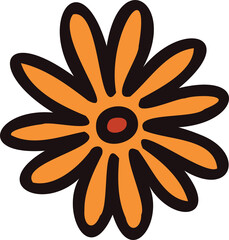 Hand Drawn cosmos flower in doodle style