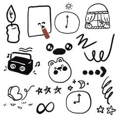 Set of various hand draw black line