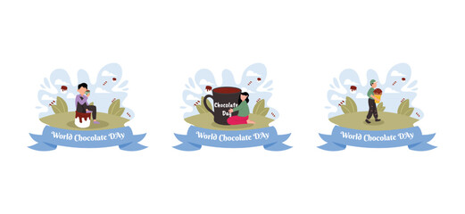 Obraz premium Flat Bundle World Chocolate Day Design Illustration