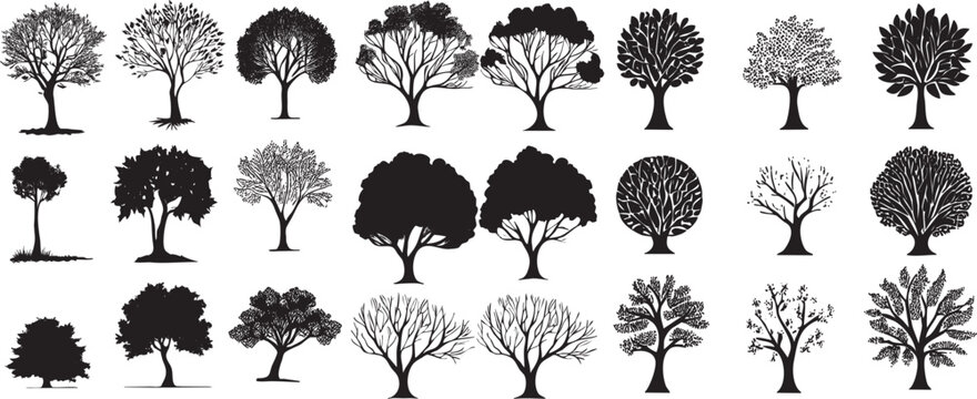 lot of tree vector set