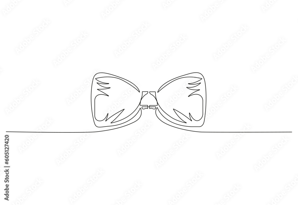 Wall mural Continuous one single line drawing bow tie vector illustration.