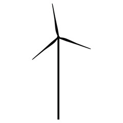 Wind Turbine Silhouette. Black and White Icon Design Elements on Isolated White Background