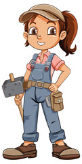 Maintenance girl cartoon character