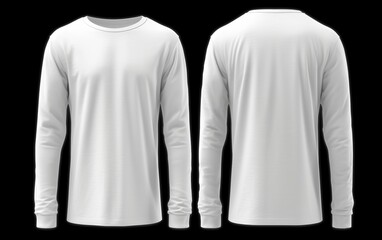 White long sleeve t shirt front and back view isolated on white background. Generative AI