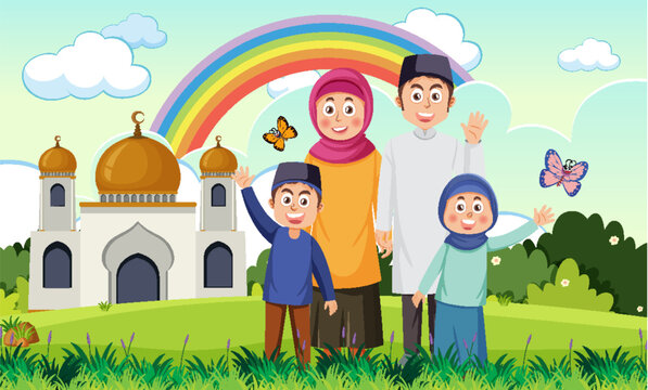 Muslim Family Cartoon Characters